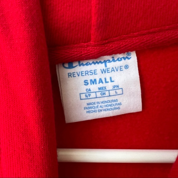 champion red graphic sweatshirt hoodie mens S - Picture 3 of 4